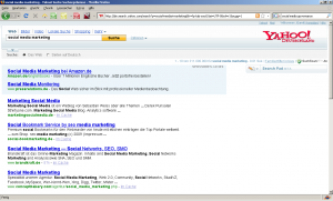 Mit Keyword "social media marketing" auf der eins bei Yahoo! Deutschland
