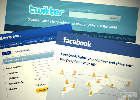 Social Media Marketing Plattformen MySpace, Twitter und Facebook