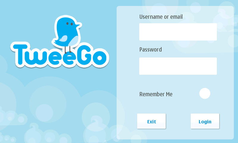 TweeGo Twitter Client Login