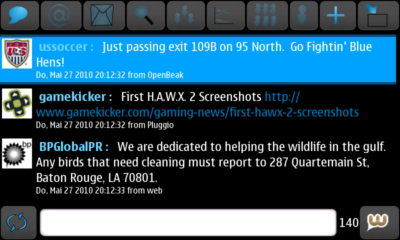 Witter Nokia N900 Twitter Client Screenshot